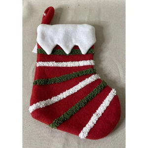Christmas Holiday Red White Green Stripe‎ Small Winter Stocking NEW 6 Inch